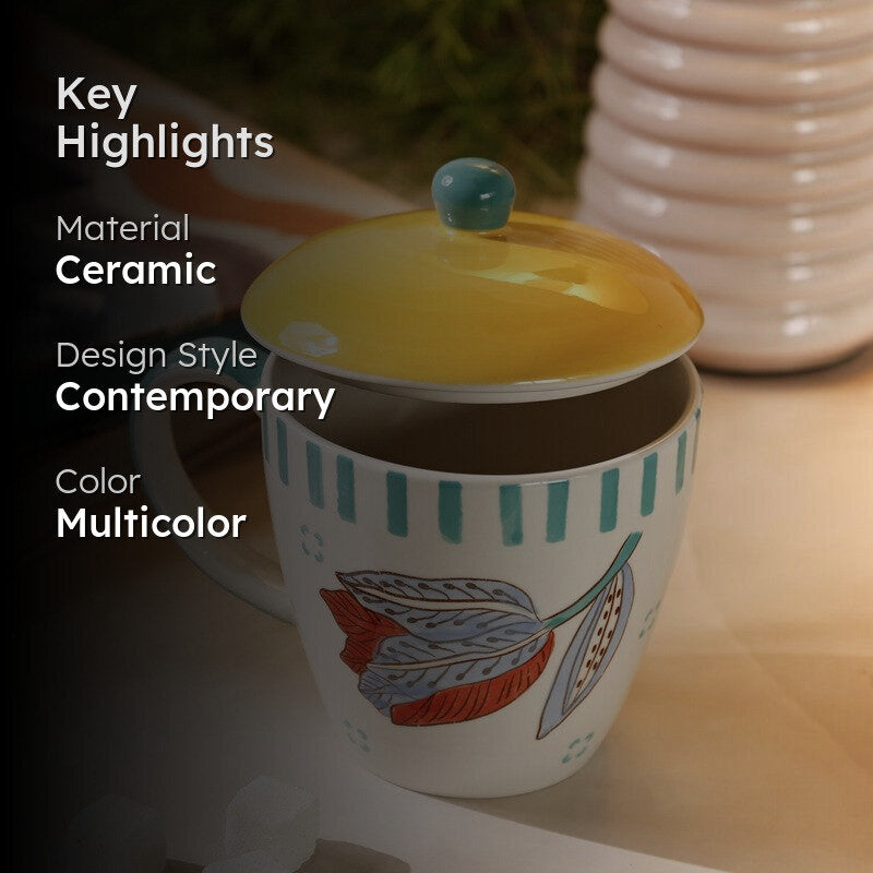 Stripe Handpainted Ceramic Coffee Mug (385 mL) media 2