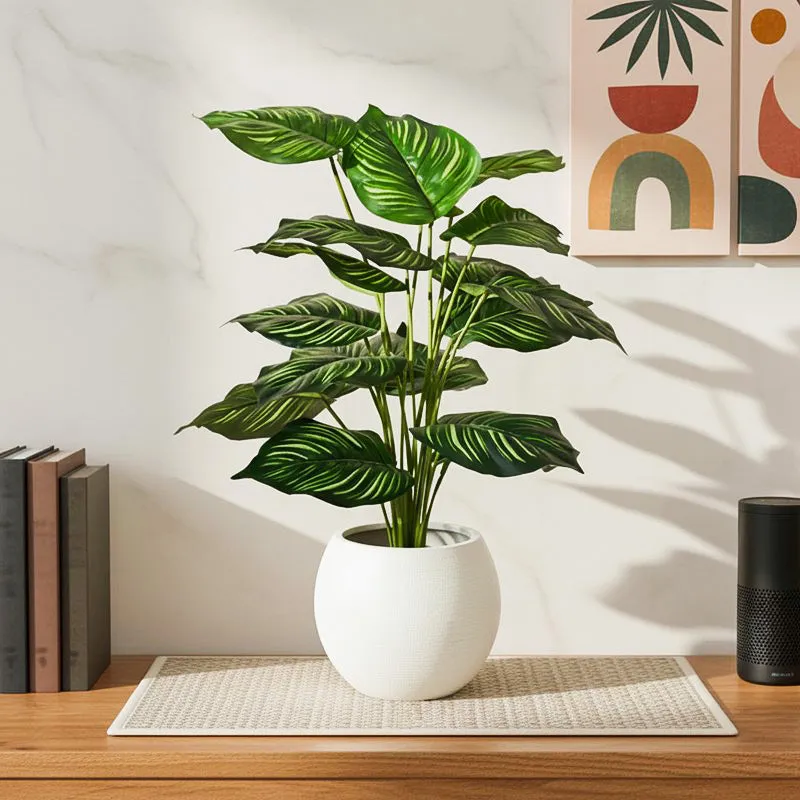 Faux Everlasting Alocasia Plant With Black Plastic Pot - 74 cm (2.4 ft) media 1