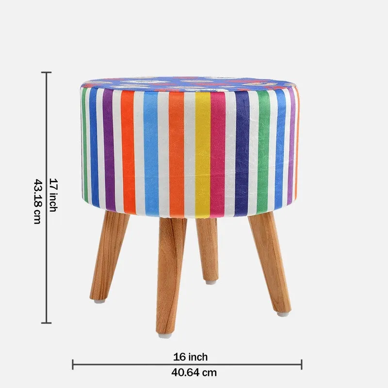 Viva Striped Velvet Ottoman - Multicolor media 7