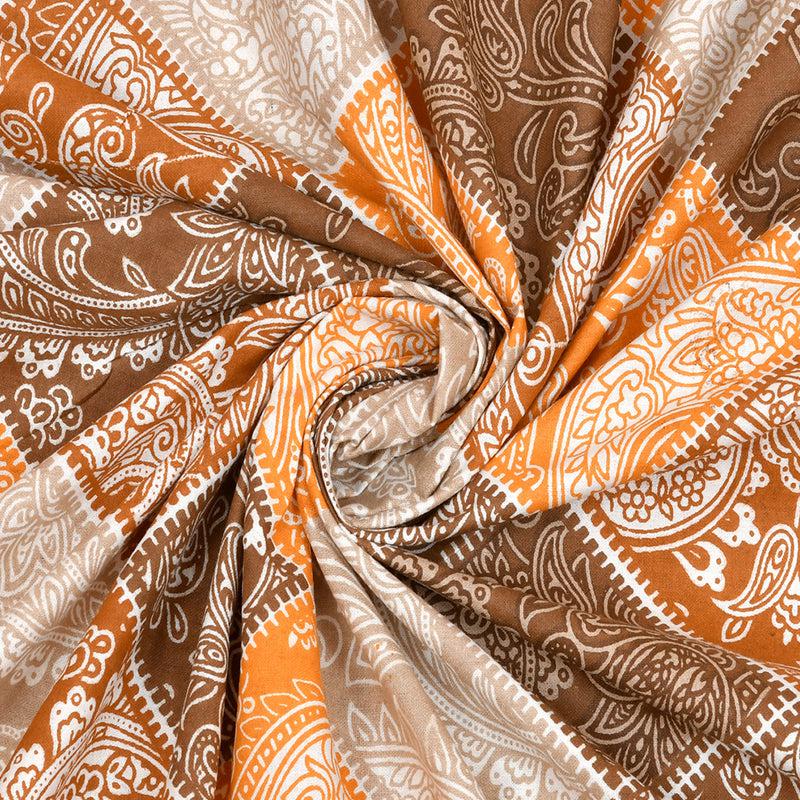 Mateo Geomatric Cotton Bedsheet (Orange) - 180 TC media 4