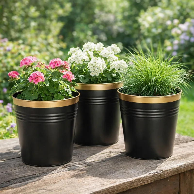 Elno Dola Planter (Black & Gold) - Set Of Three media 3
