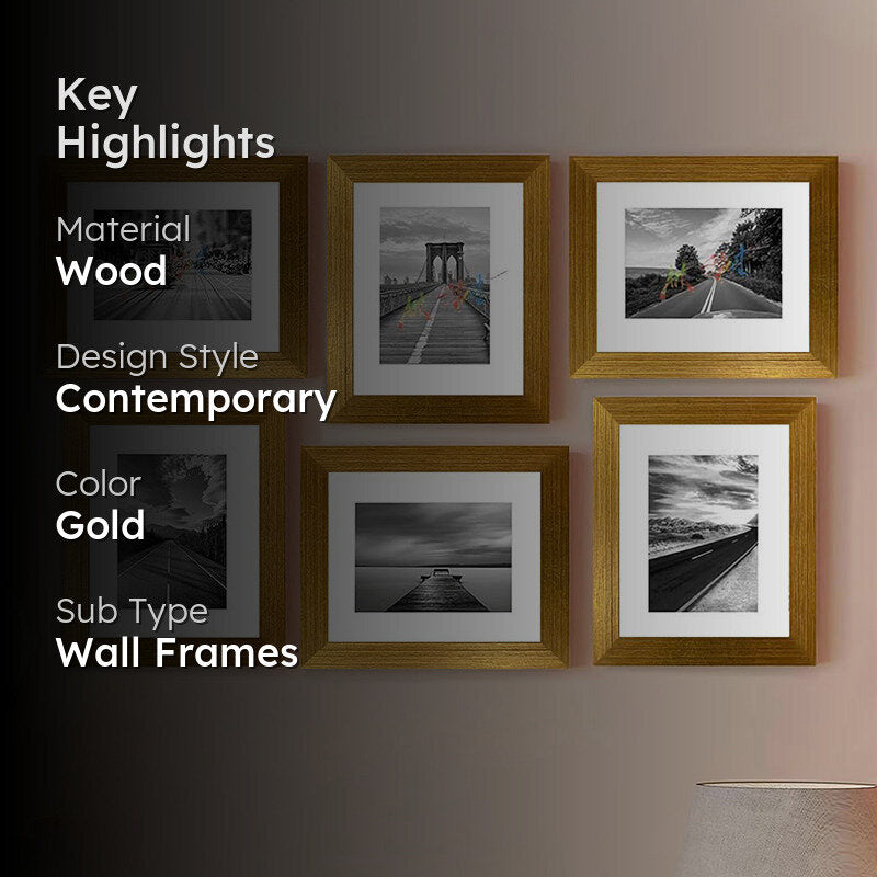 Willow Noir Rectangle Photo Frame (Gold) - Set Of Six media 2
