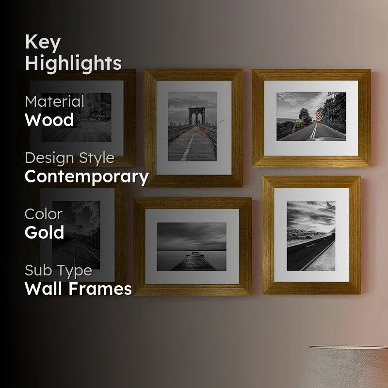 Willow Noir Rectangle Photo Frame (Gold) - Set Of Six media 2