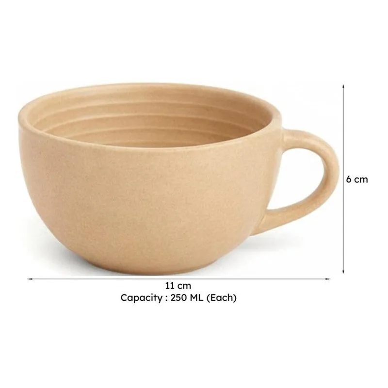 Cuddle Ceramic Tea Cup (250 mL Each),Brown) - Set Of Six media 7