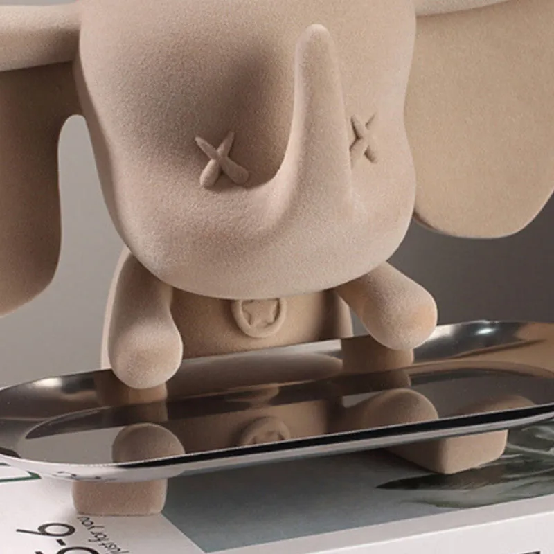 Elephant Tray Showpiece - Beige - 4