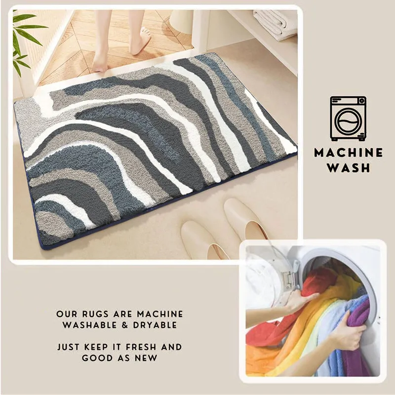 Wavy Whirls Microfiber Bath Mat - Grey media 5