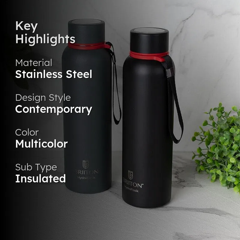 Aqueous Hot & Cold Thermos Water Bottle (Grey & Black, 750 mL Each) - Set Of Two media 2