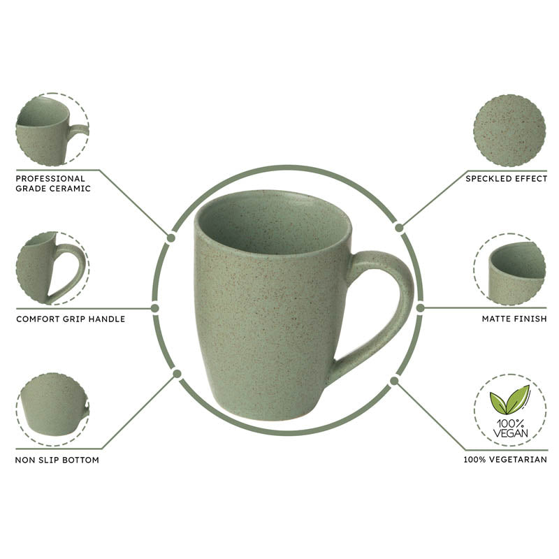 Sip & Style Ceramic Coffee Mug (Green/300 mL Each) - Set Of Six media 5