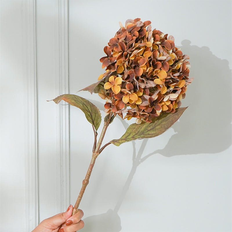 Faux Autumn Hydrangea Flower Stick (Dark Brown) - 26 CM media 3