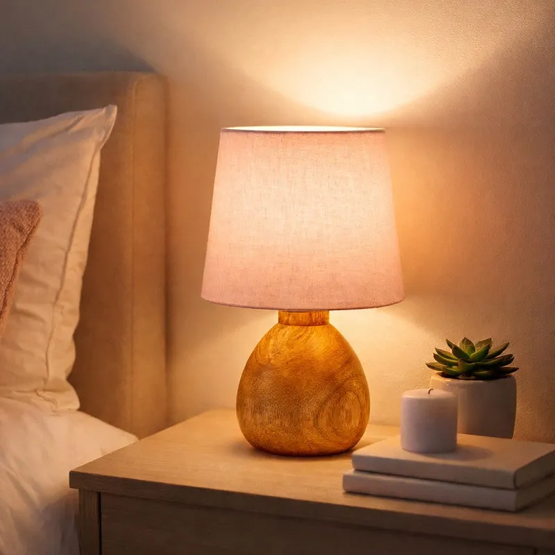 PureVista Wooden Table Lamp - Pink media 1