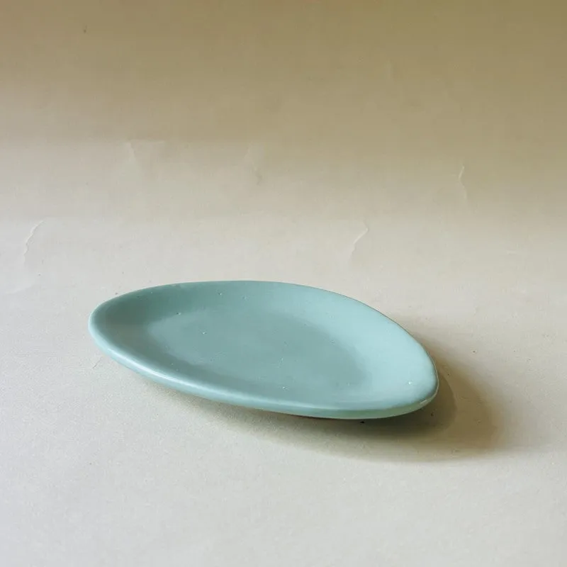 Almond Ceramic Platter (5 Inch) - Green media 6