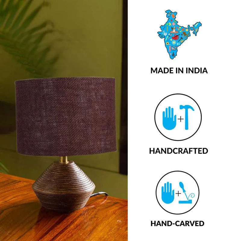 Yami Wooden Table Lamp With Jute Shade - Brown media 4