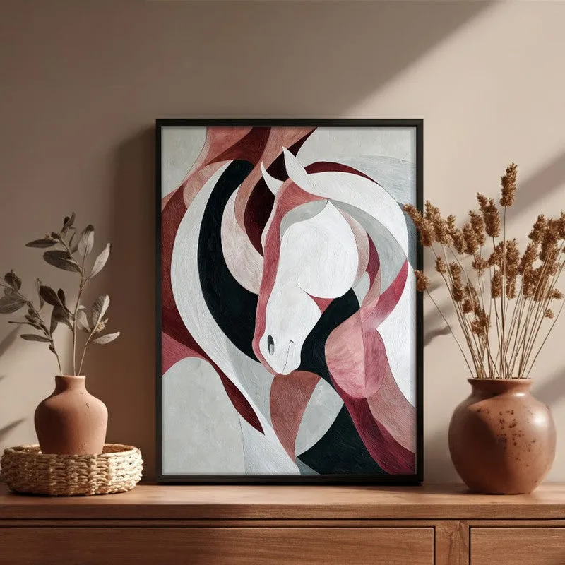Ethereal Flow Horse Wall Painting With Black Frame media 5