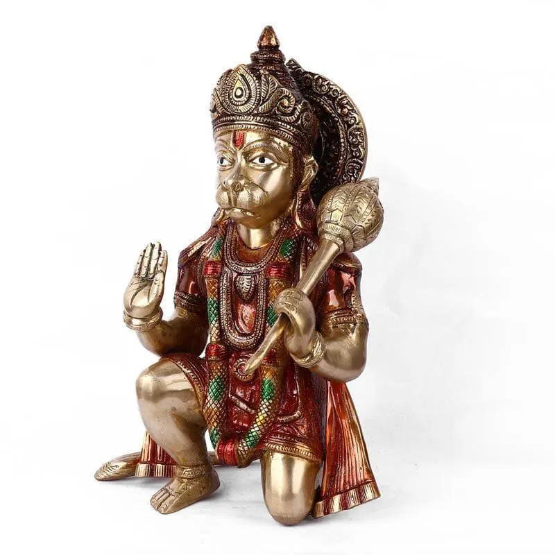 Sitting Hanuman Brass Idol media 5