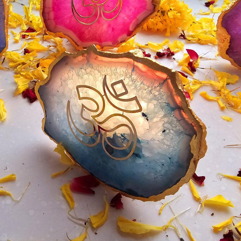 Festive Om Tealight Candle Holder - Turquoise media 3
