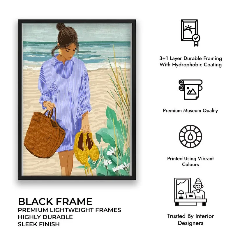 Sandy Shore Canvas Wall Painting - Black Frame media 9