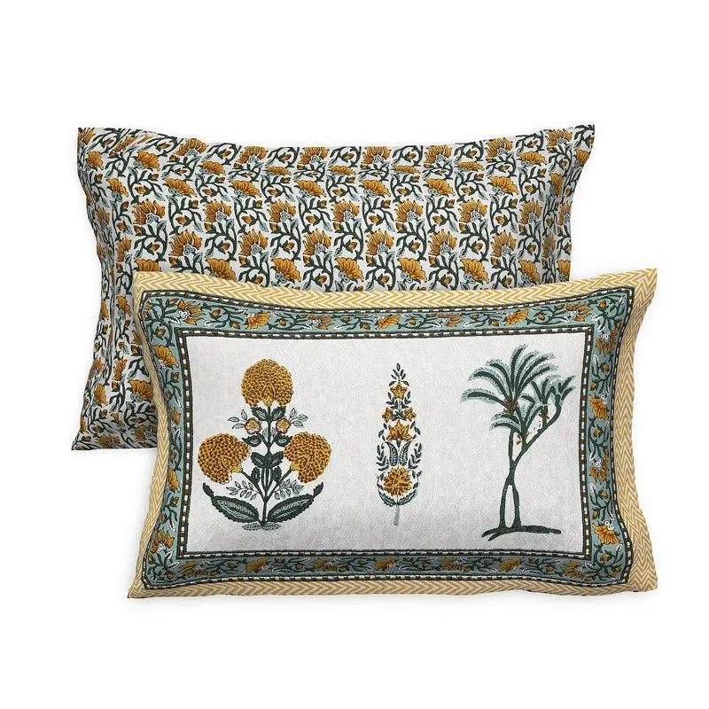Pamia Ethnic Cotton Bedsheet (Yellow) - 160 TC media 5