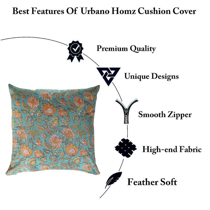 Jahnvi Printed Cushion Cover (Sea Green) - Set Of Two media 5