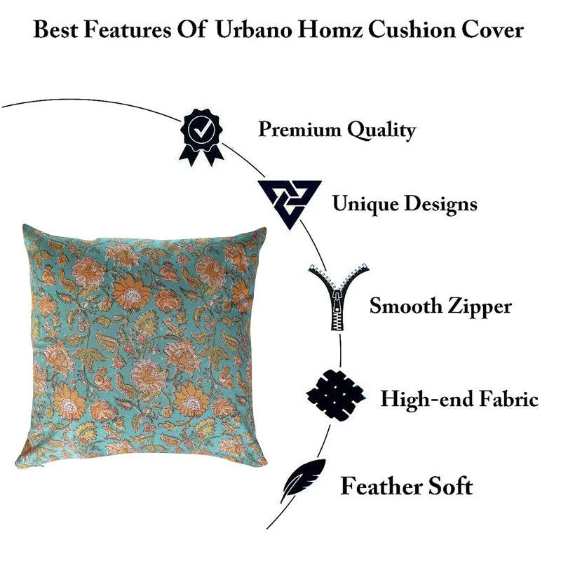 Jahnvi Printed Cushion Cover (Sea Green) - Set Of Two - 5
