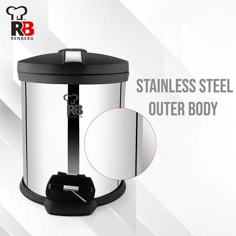 Bergner Silver Step Stainless Steel Pedal Dust Bin - 5000 mL media 4