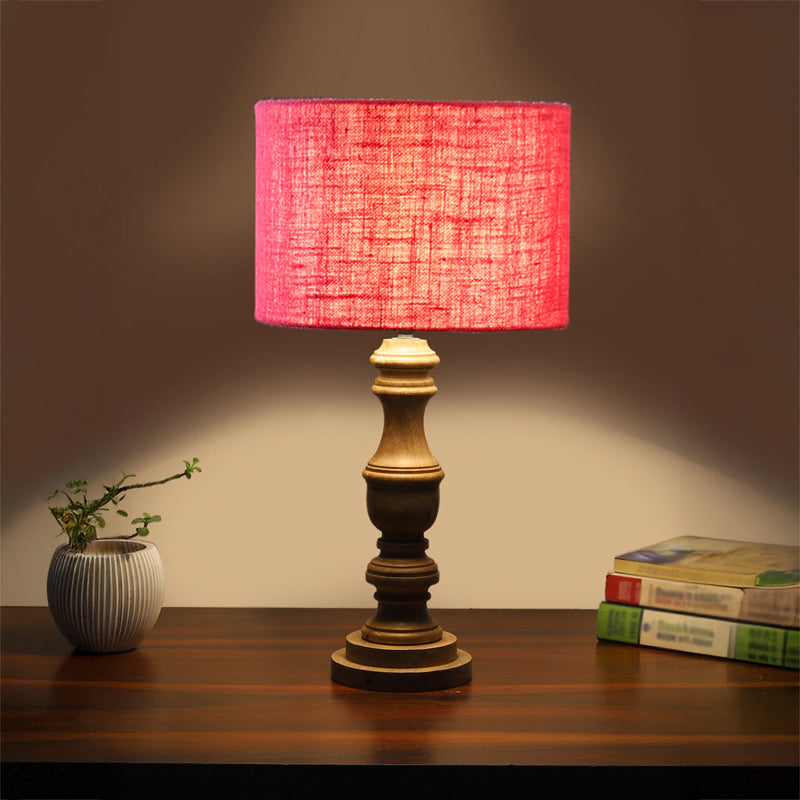 Sienna I Carve Wooden Table Lamp - Pink,Brown