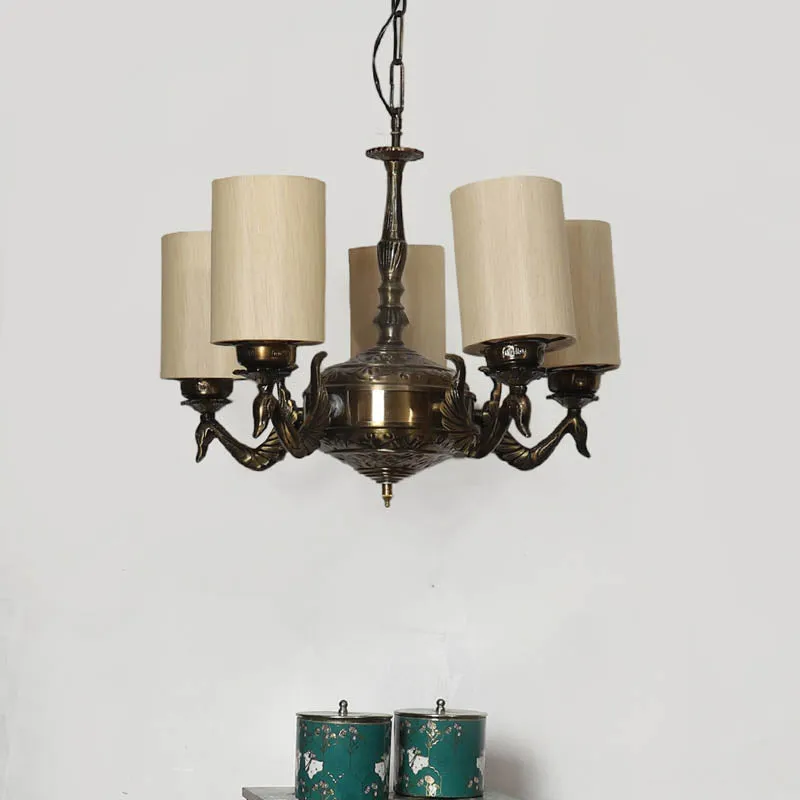 Lustro Cylindrical Golden Antique Ceiling Lamp media 2
