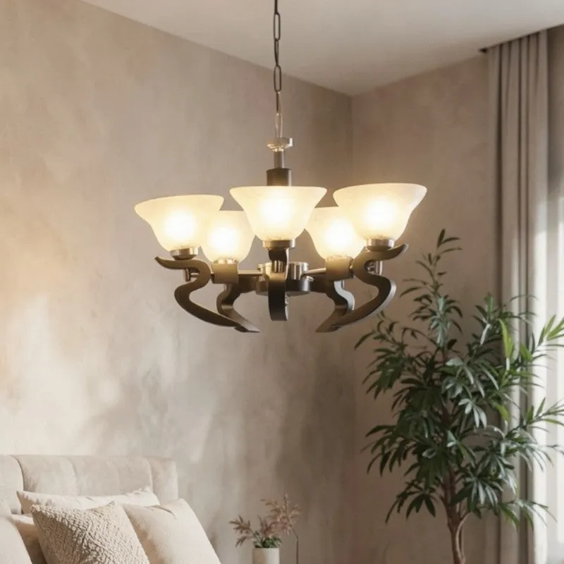 Cresca Wooden Ceiling Lamp - White & Black media 1