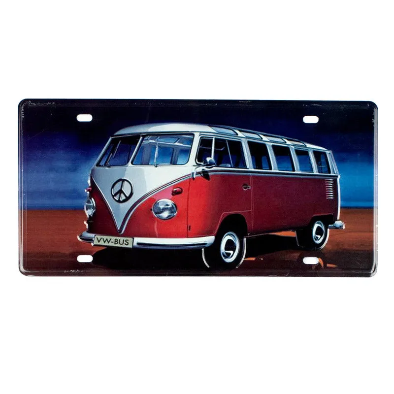 Volkswagen White & Red Van Metal Wall Accent media 3