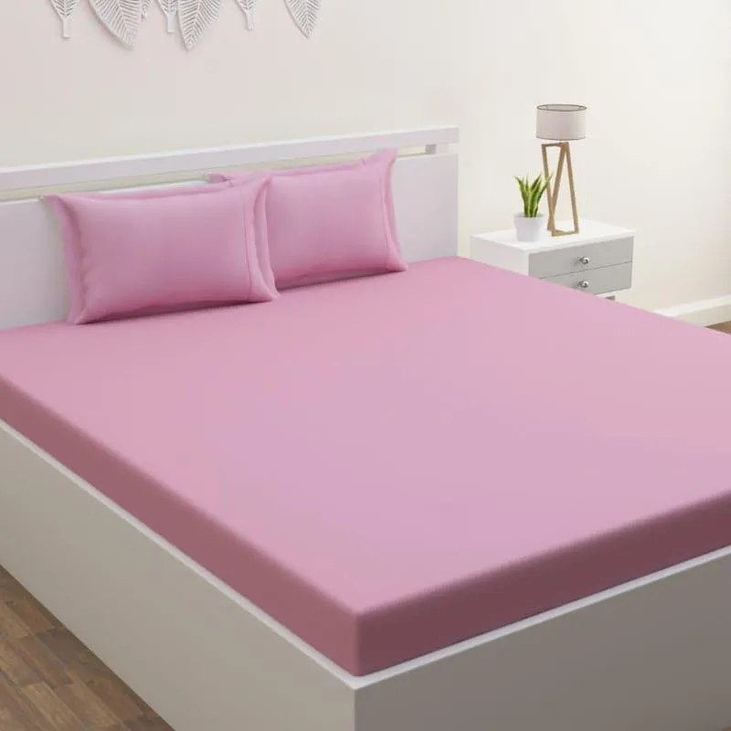 Yana Solid Cotton Bedsheet (Light Pink) - 300 TC media 1