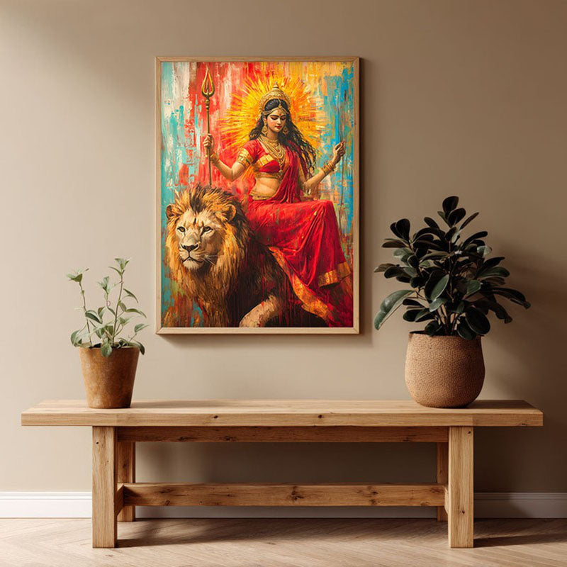 Vanagopala Spiritual Archival Paper Wall Painting - Natural Brown Frame