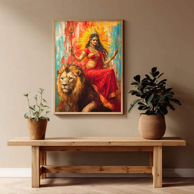 Vanagopala Spiritual Archival Paper Wall Painting - Natural Brown Frame media 1