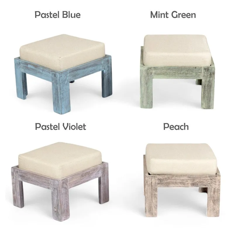 Fervon Sheesham Wooden Center Table with Stools and Cushions (Grey,White) - Nine Piece Set media 7