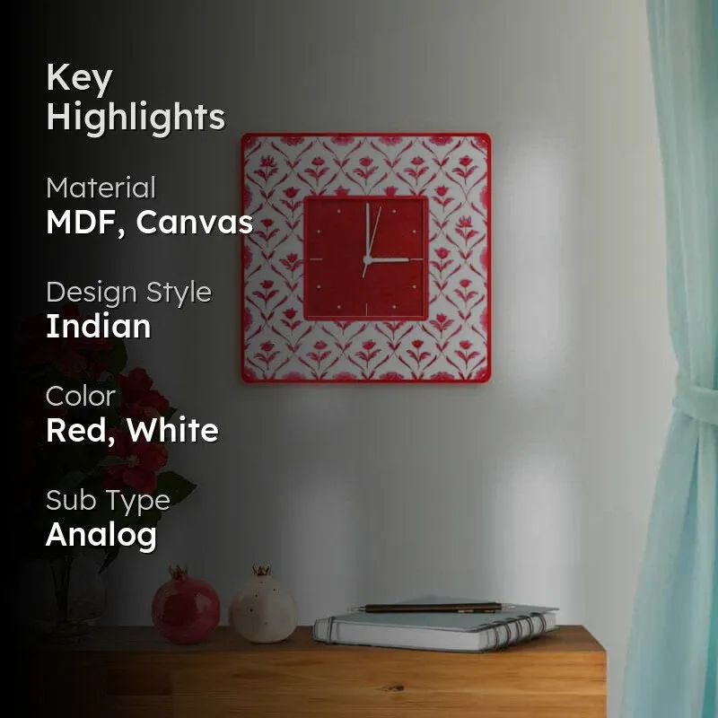 Ethnic Rosa Handpainted Wall Clock -  Red media 2