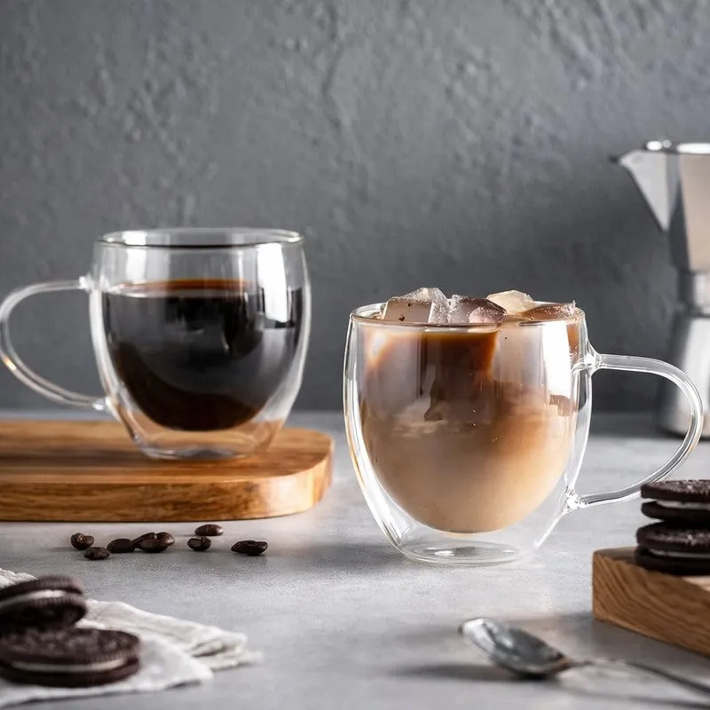 Elegant Glass Coffee Mug (80 mL Each) - Set Of Two media 1