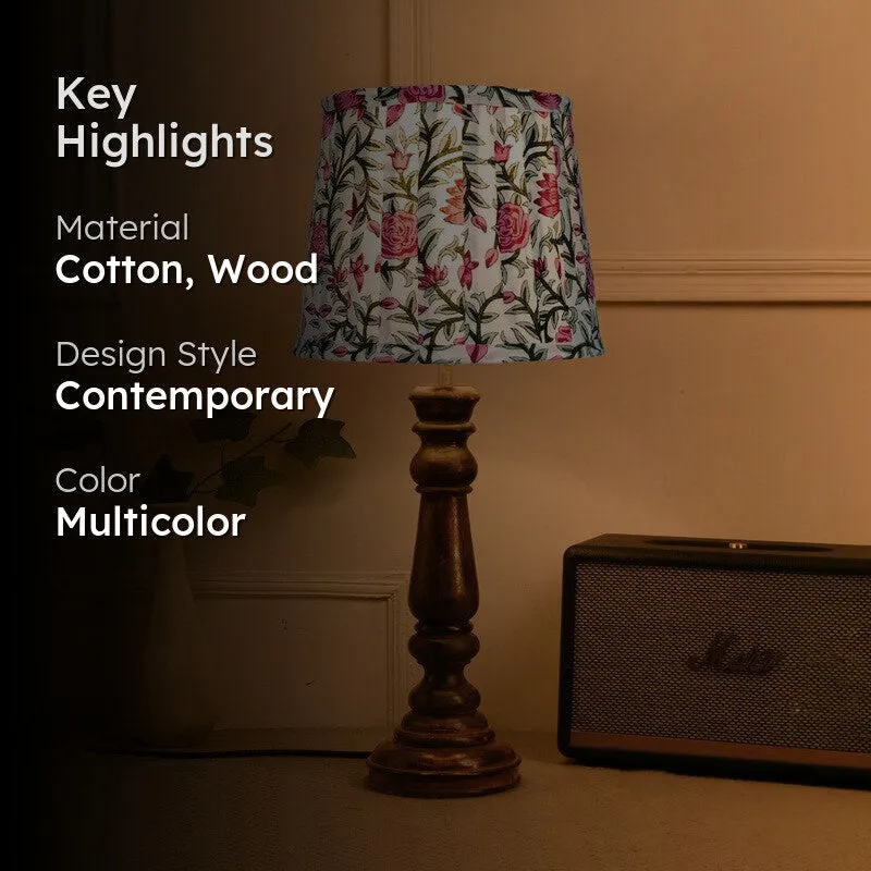 Royal Chintz Wooden Base Cotton Table Lamp - Multicolor media 2