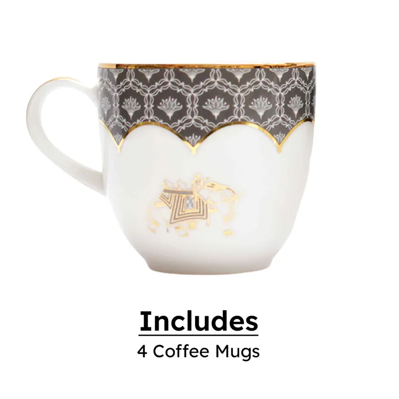 Gilded Legacy Pete 24k Gold Brushed Porcelain Coffee Mug (300 mL Each/Grey) - Set Of Four media 5