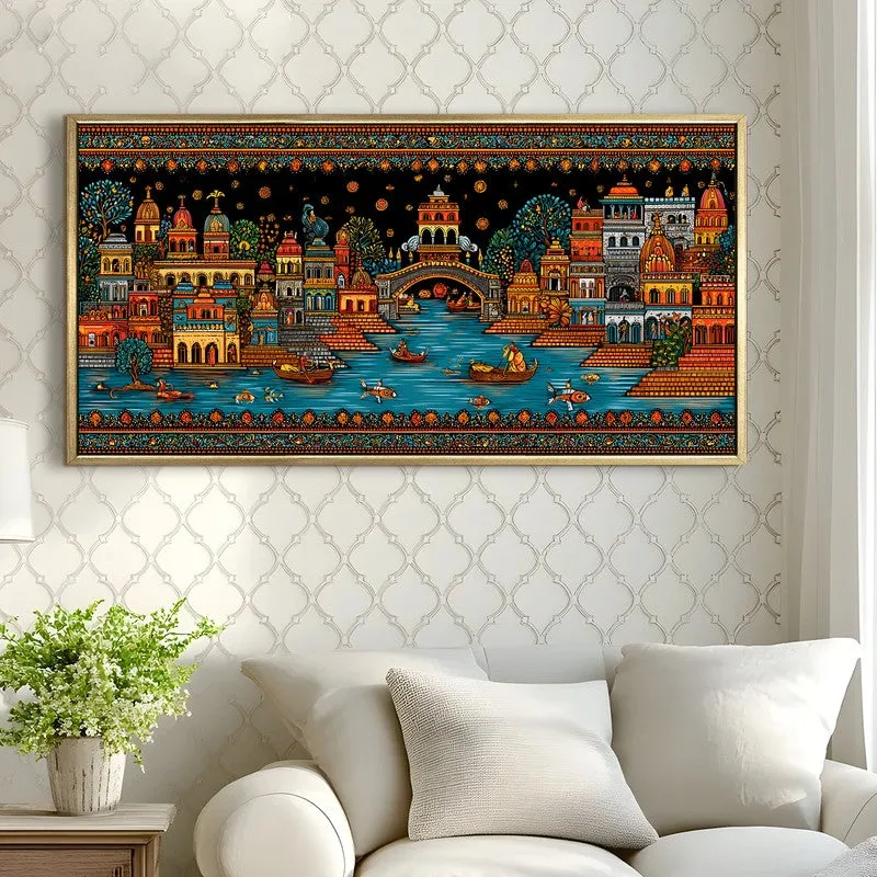 Vibrant Kashi Folk Wall Art media 1