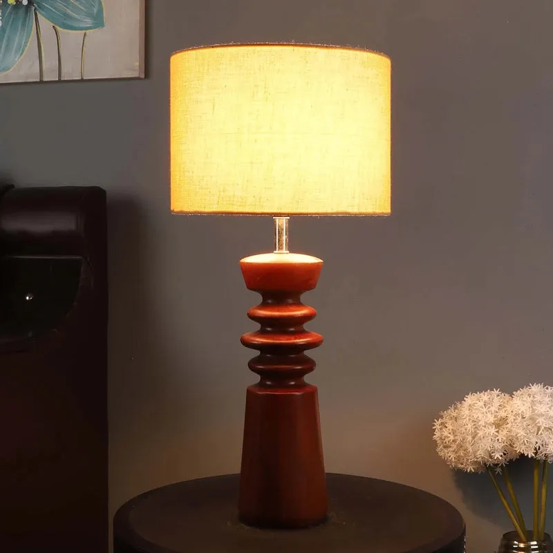 Vellume Wooden Table Lamp - Brown,Beige media 1