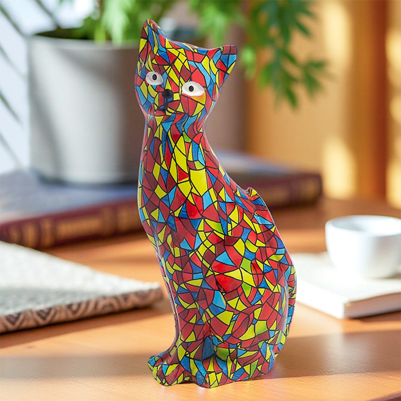 Mosaic Kitten Showpiece - Red, Yellow media 5