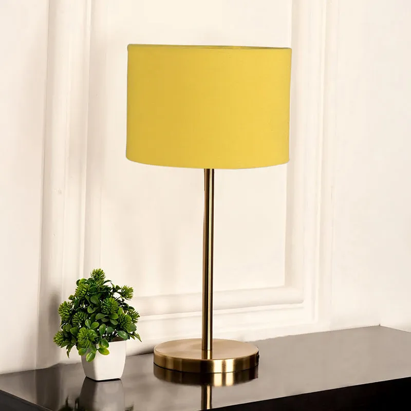 Glow Mesa Cotton & Metal Table Lamp (Drum) - Yellow,Gold media 2