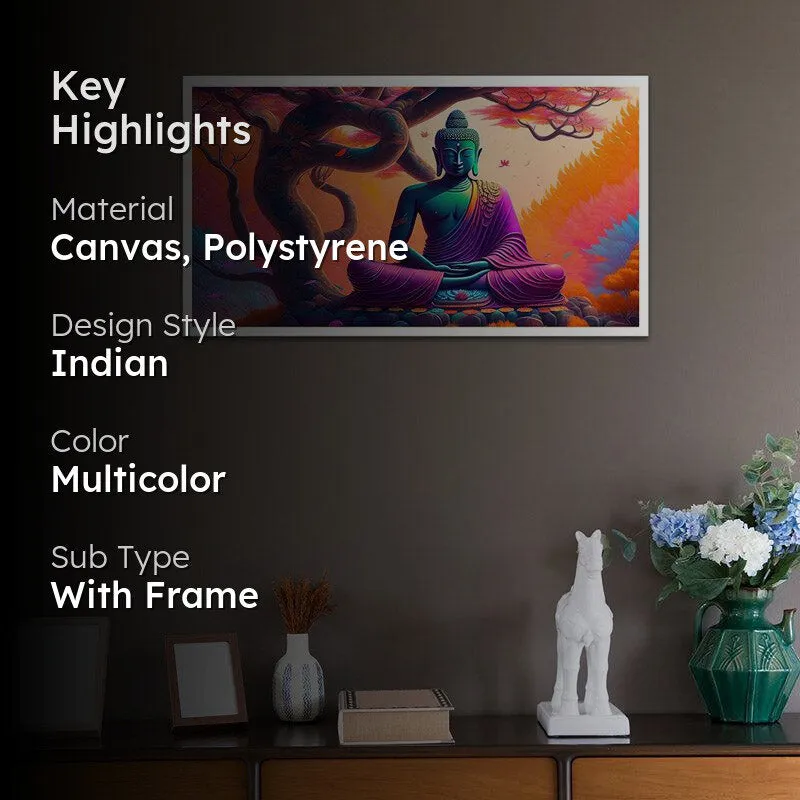 Divine Gautam Buddha Canvas Wall Painting With Frame media 2
