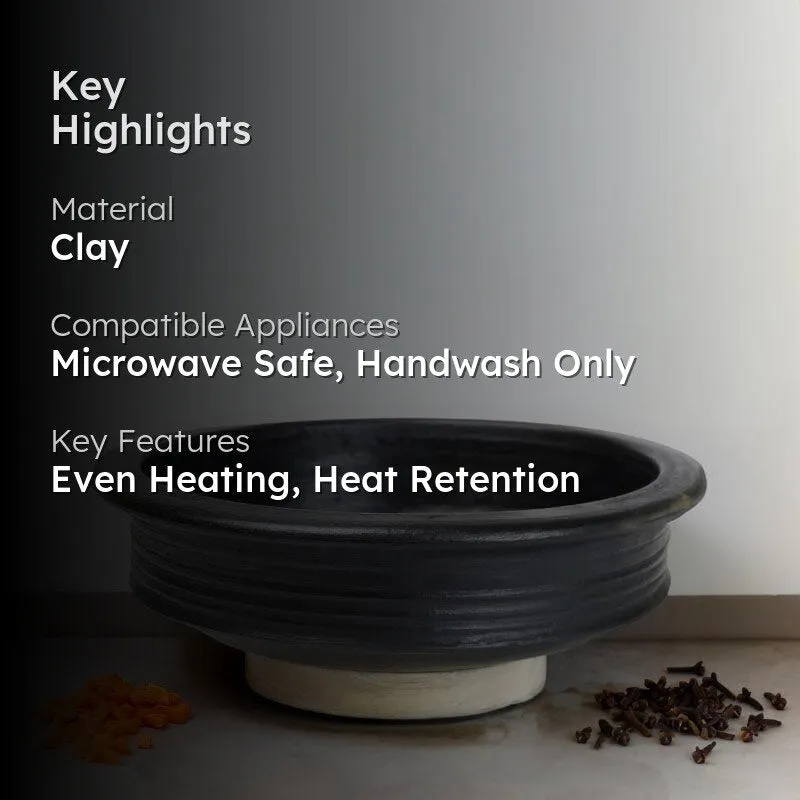 Manawari Clay Pot Black 1000 mL / 9 Inches media 2