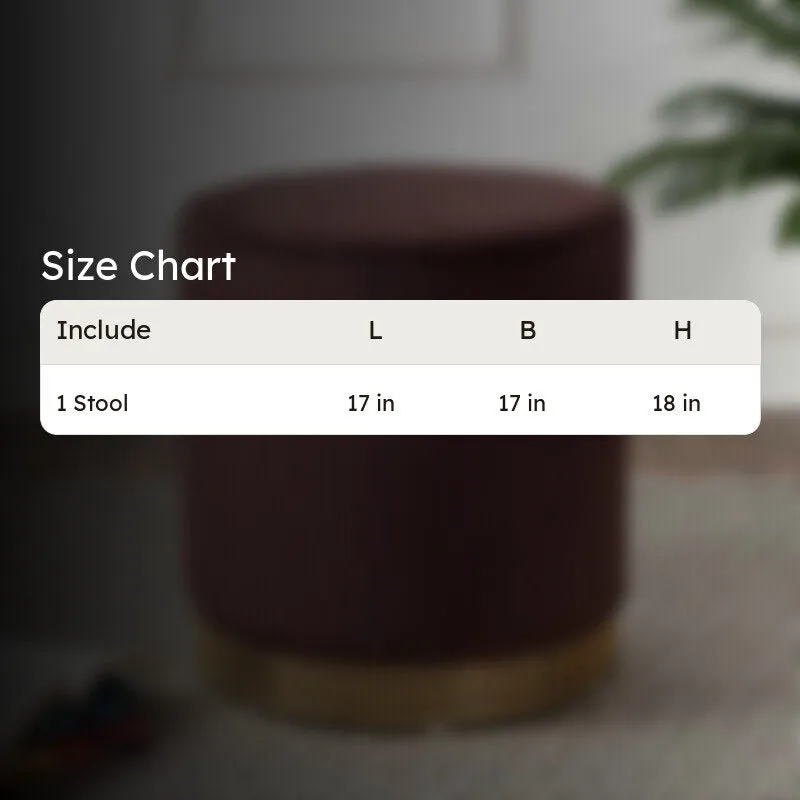 Velour Solid Velvet Pouffe - Brown & Gold media 7