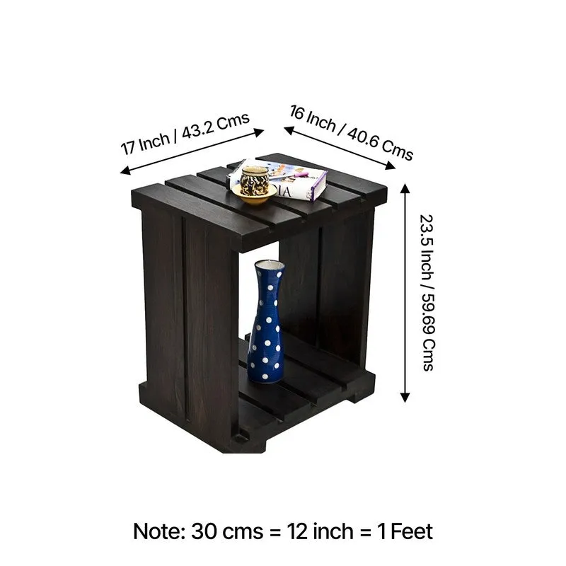 Zverix Sheesham Wooden Side & Bedside Table - Brown media 9