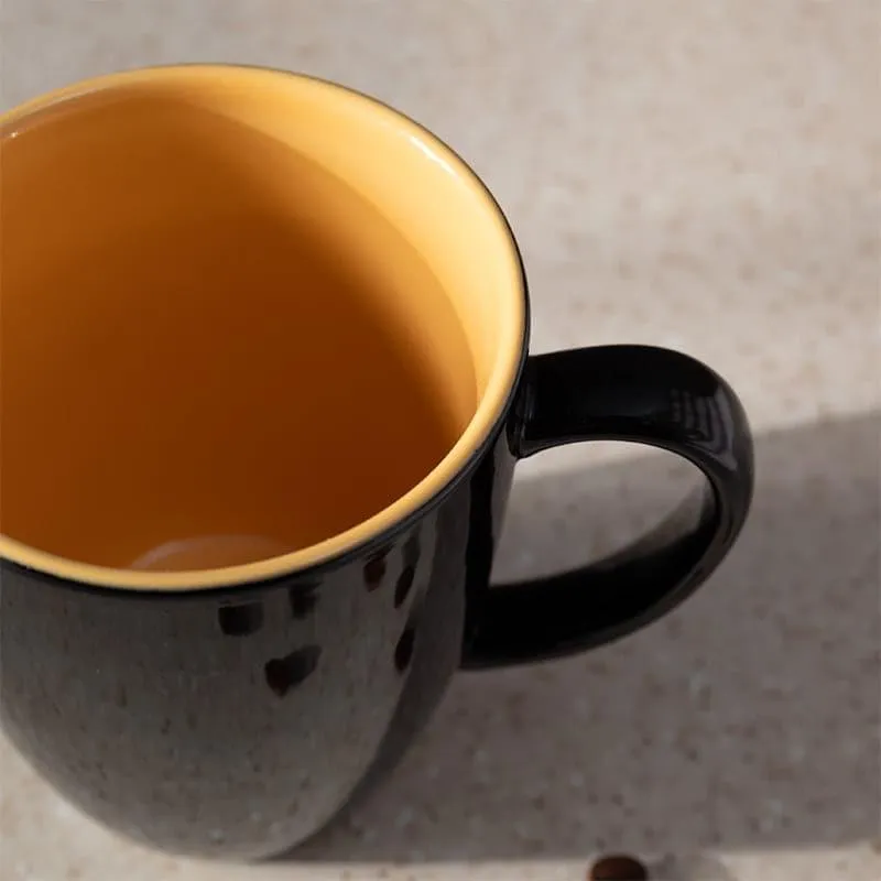 Yuvara Porcelain Coffee Mug (295 mL) - Black,Yellow media 4