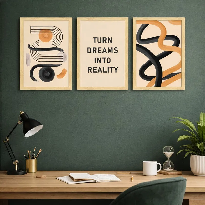 Turn Dreams Into Reality Abstract Wall Art - Set Of Three media 4