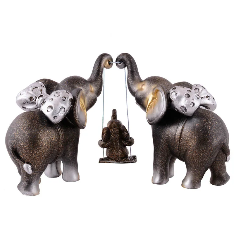 Tiny Tuskers Painted Polyresin Show Piece - Coffee media 5