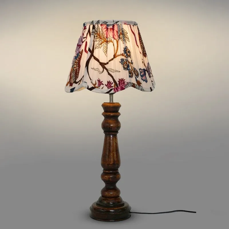 Leafspire Wooden Base Cotton Table Lamp - Multicolor media 4
