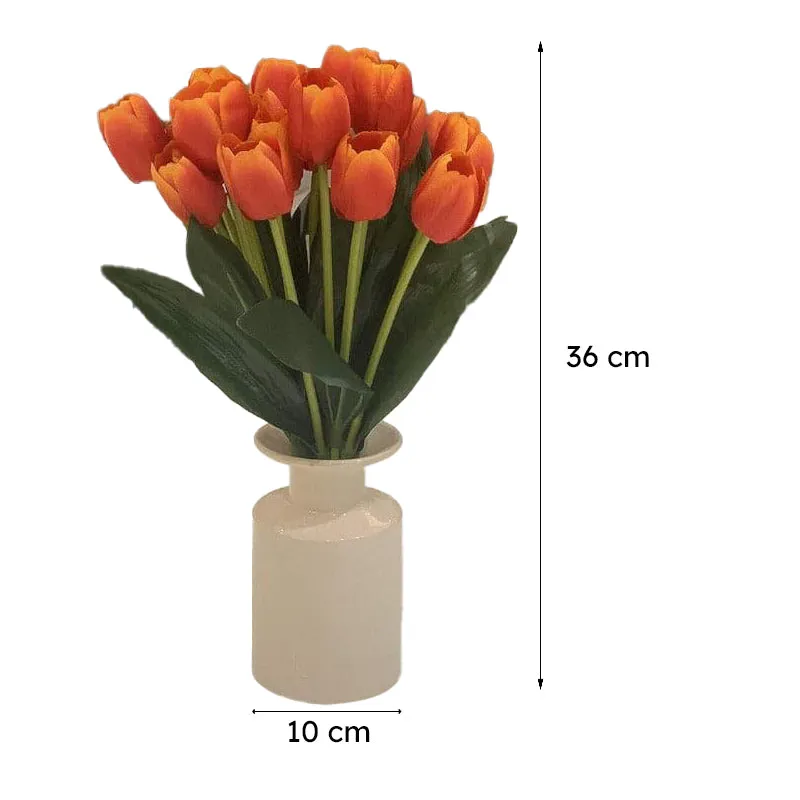 Faux Silk Tulip Flower Bunch - Orange media 5
