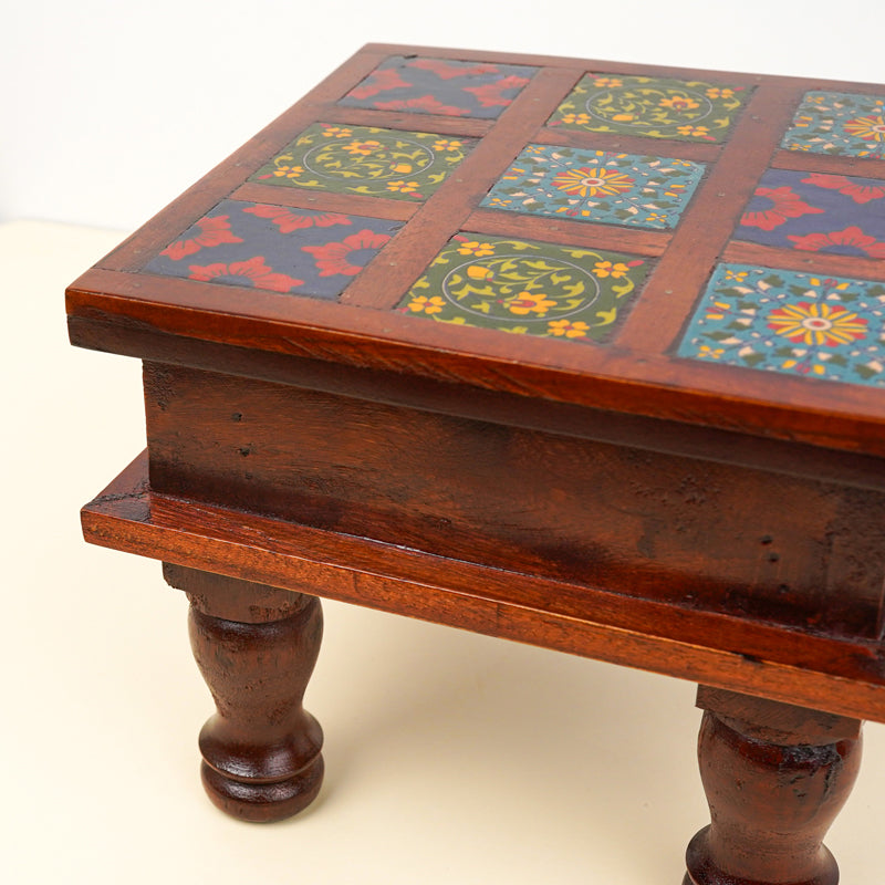 Athangudi Mango Wood & MDF Stool - 8 inch media 7